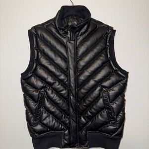 Men's faux leather Black Quilted Vest
